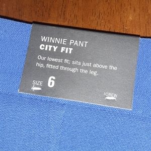 NWT J.Crew Blue Winnie Pant City Fit Sz 6